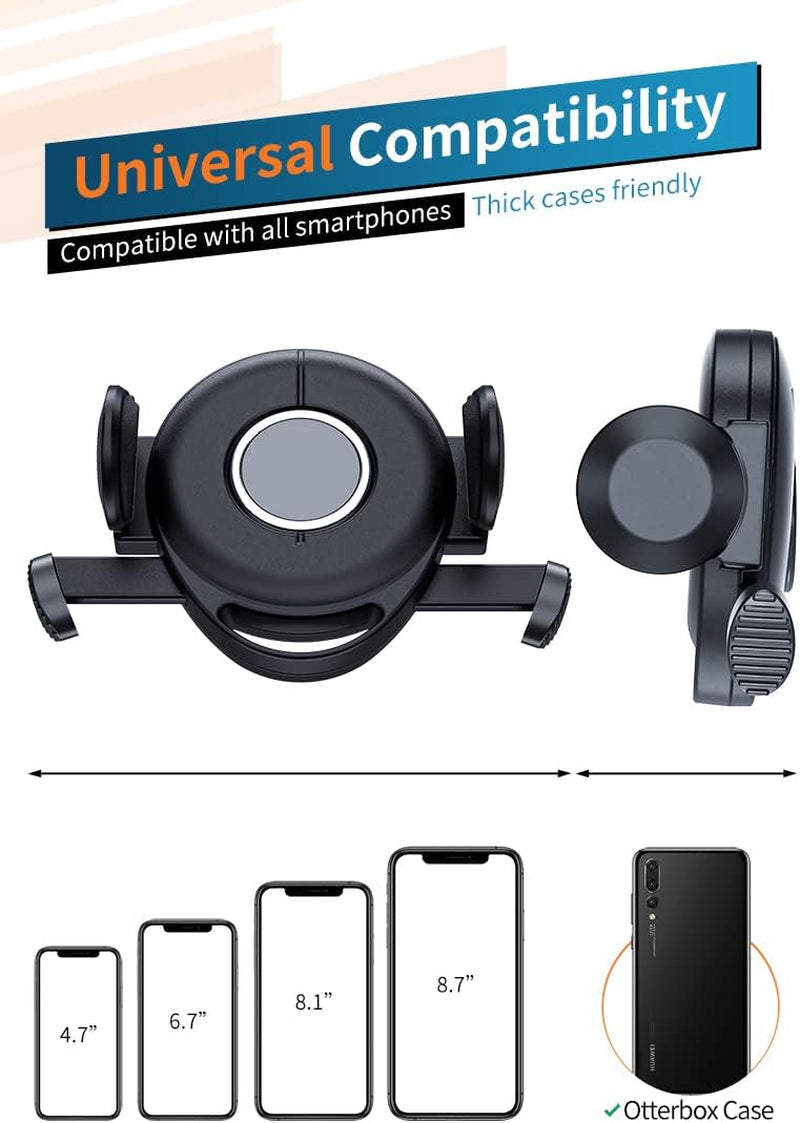 Blue Union Phone Mount for Car, Dashboard Clip Suction Cup Thick Shell and Large Phone Friendly Car Phone Holder, Compatible with All Cell Phones
