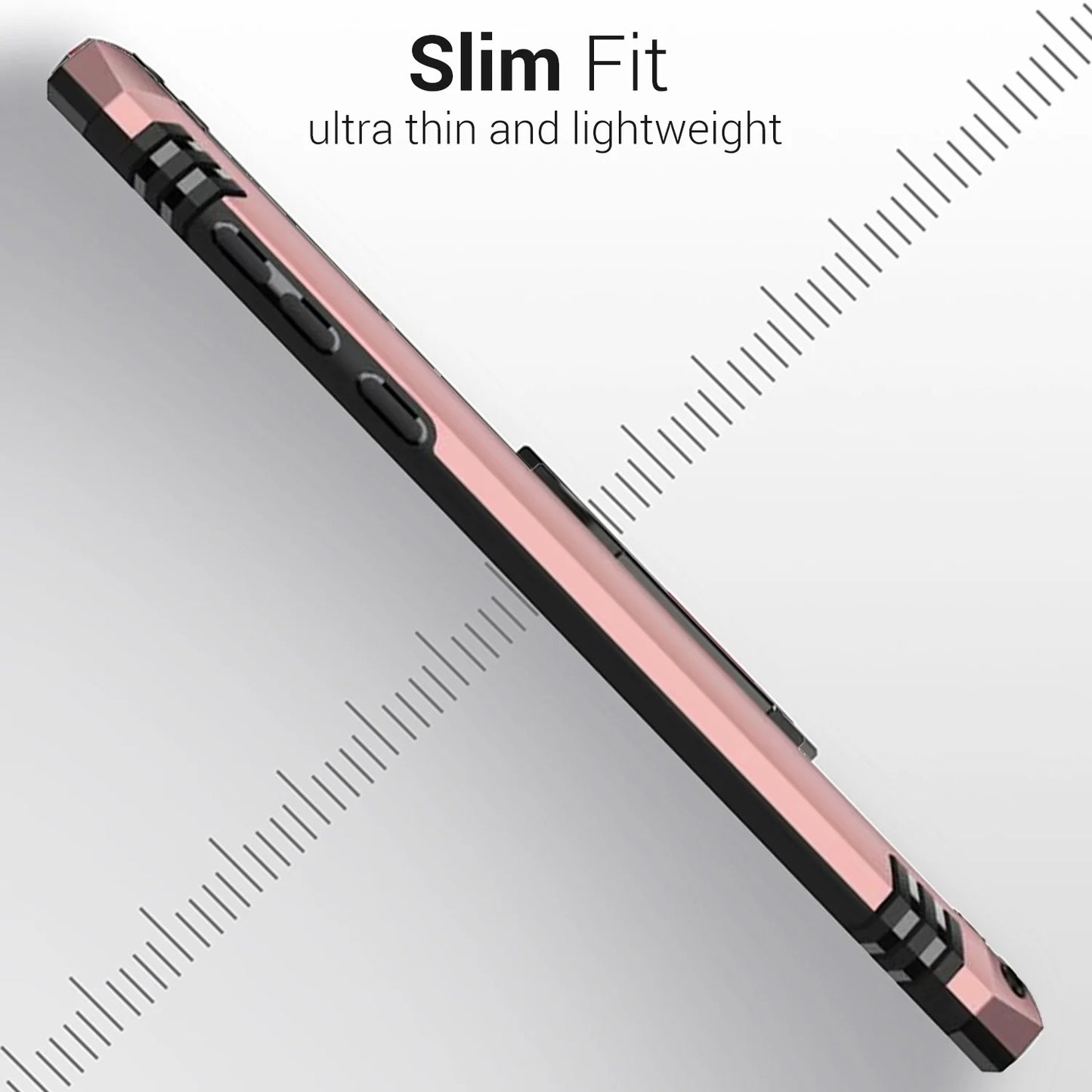 for Samsung Galaxy S21 FE Ring Case, Kickstand Rugged Phone Cover Magnetic Car Mount Compatible - Rose Gold Pink