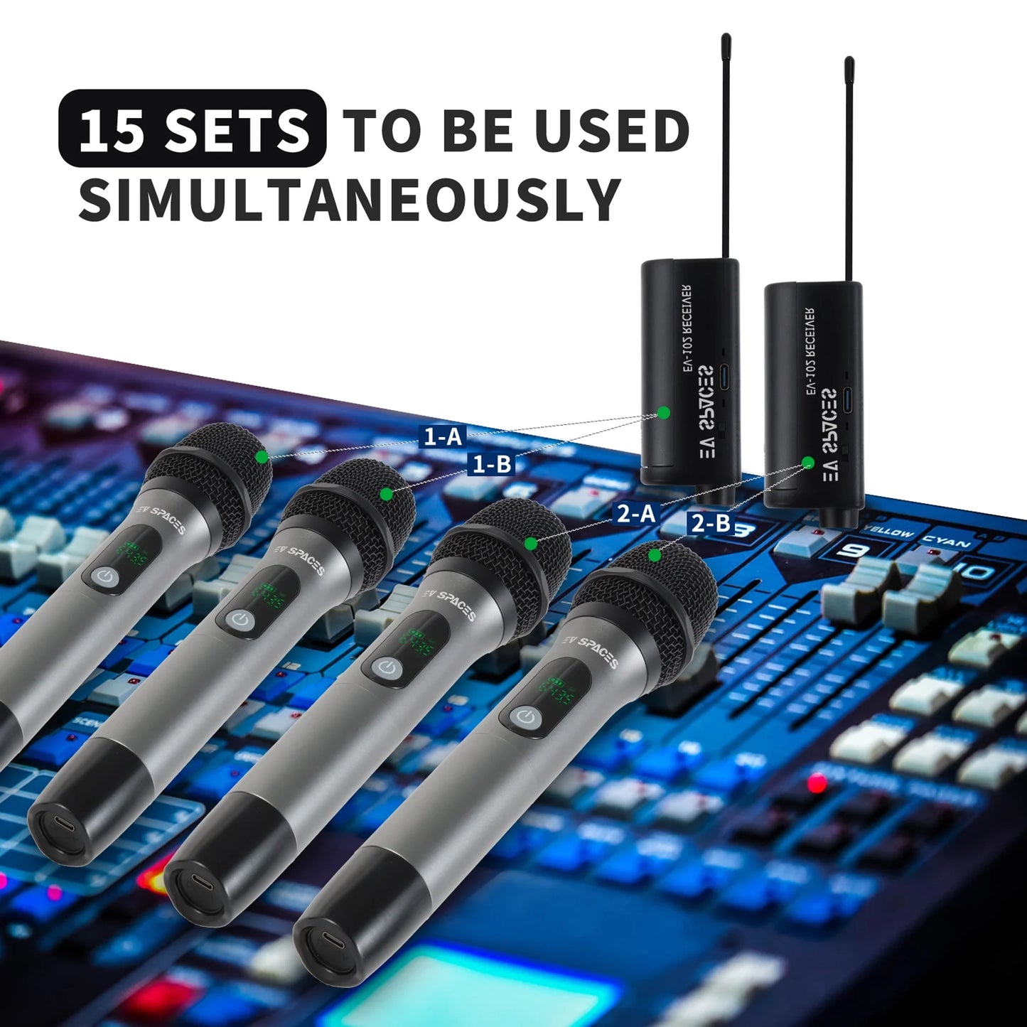 Wireless Microphone with Cordless Dynamic Mic Kit, Plug and Play