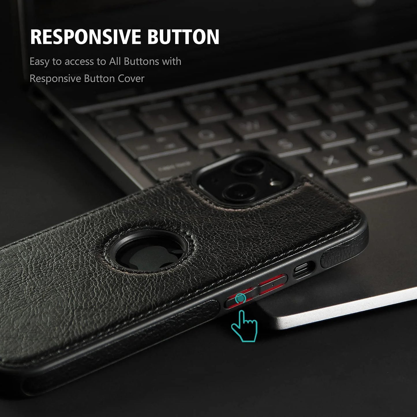 Compatible with Iphone 13 Case Premium Leather TPU Hybrid Case Cover,Black