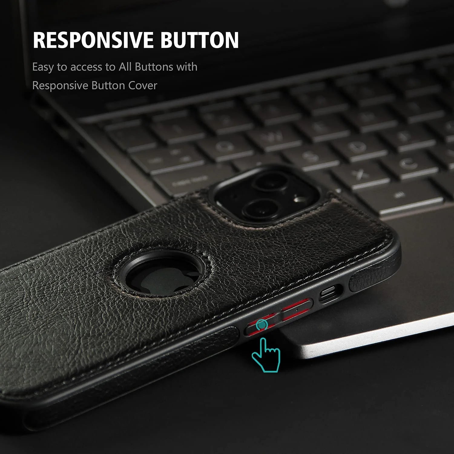 Compatible with Iphone 13 Case Premium Leather TPU Hybrid Case Cover,Black