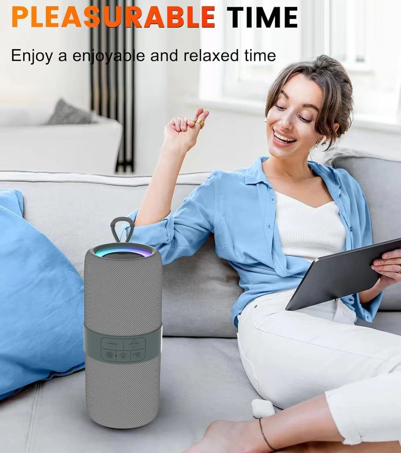 Portable Bluetooth Speaker with Deep Bass Basser, Wireless Stereo Sound Bluetooth Speaker with 5.3,IP67 Waterproof, TWS Pairing for Home Party Outdoor