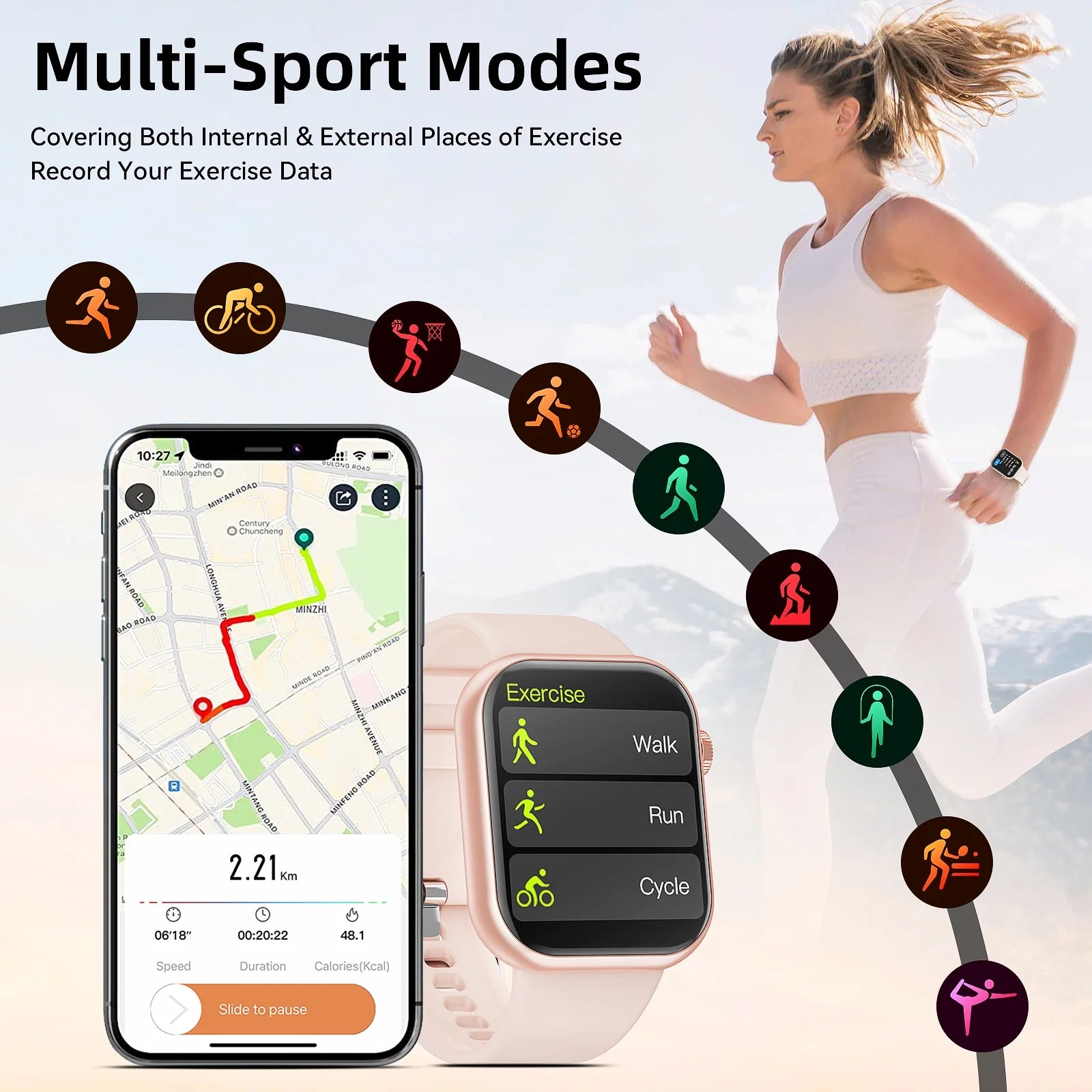 2025 New 1.85-Inch Men Women'S Smartwatch with Answer/Make Calls/100 Sports Modes/Message Reminder, IP67 Waterproof Fitness Tracker Fits for Android Iphone Devices(Pink)