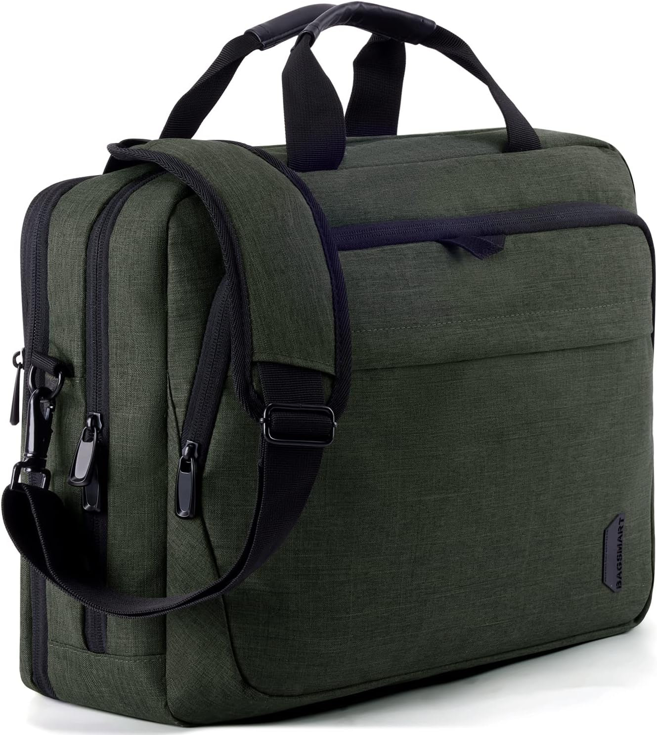 BAGSMART Laptop Bag, 15.6 Inch Briefcase Men, Lockable Computer Bag Work Bag, Water-Repellent Shoulder Messenger Bag Travel Office Business, Black