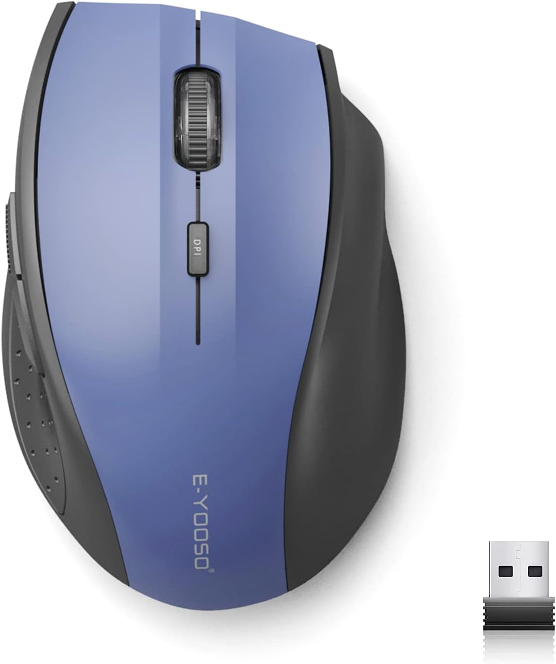 E-YOOSO Wireless Mouse for Laptop, Portable Optical Computer Mouse, 6 Buttons, Cordless 2.4Ghz with USB Receiver, 5-Level 4800 DPI, 18 Months Battery Life, for PC, Chromebook, Windows, Mac