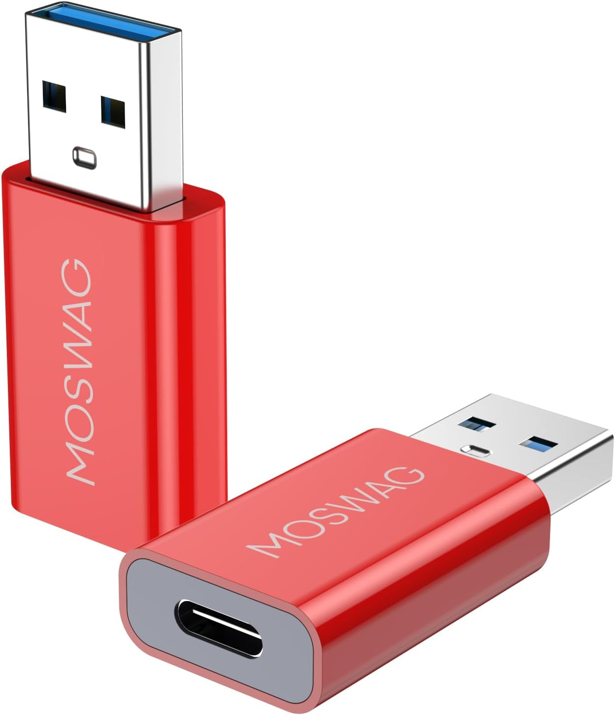 MOSWAG 3 Pack USB C to USB Adapter - Male to Female, Type-C to Type a Compatible with Apple Magsafe Charger, Mac, Laptops and Pcs