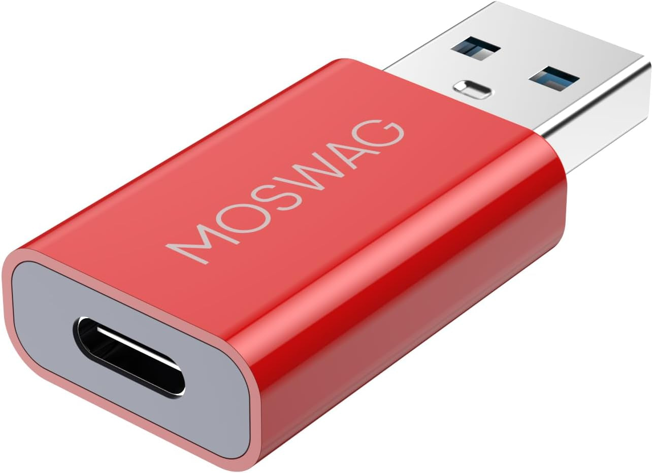 MOSWAG 3 Pack USB C to USB Adapter - Male to Female, Type-C to Type a Compatible with Apple Magsafe Charger, Mac, Laptops and Pcs