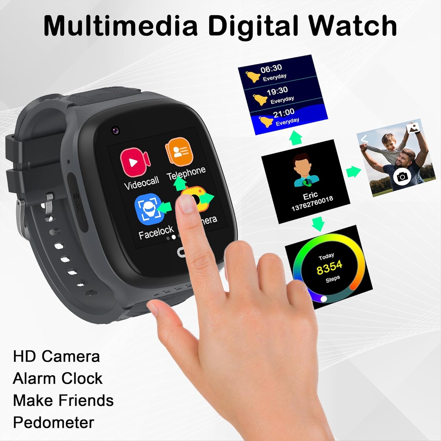 Smart Watch for Kids GPS Tracker Watch Kids Smart Watch Boys with Calling,Sos,Gps Tracker,Voice Chat,Camera,4G Kids Cell Phone Watch Toys for Ages 5-7 Boys Kids Watch Boys Age 3-12
