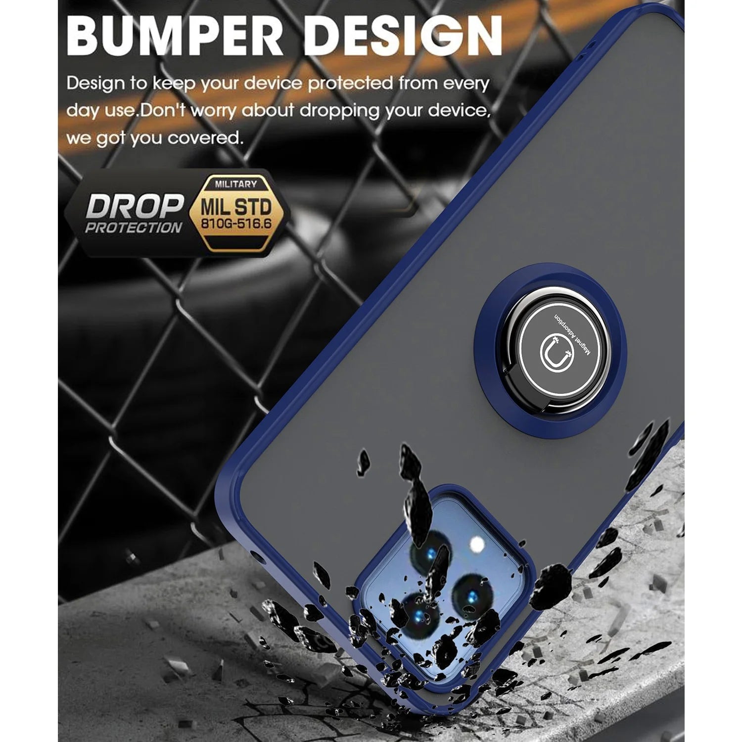 for T-Mobile Revvl 6X 5G / Revvl 6 5G Phone Case, 360 Degrees Rotating Metal Ring Magnetic Support Kickstand Cover (Black)