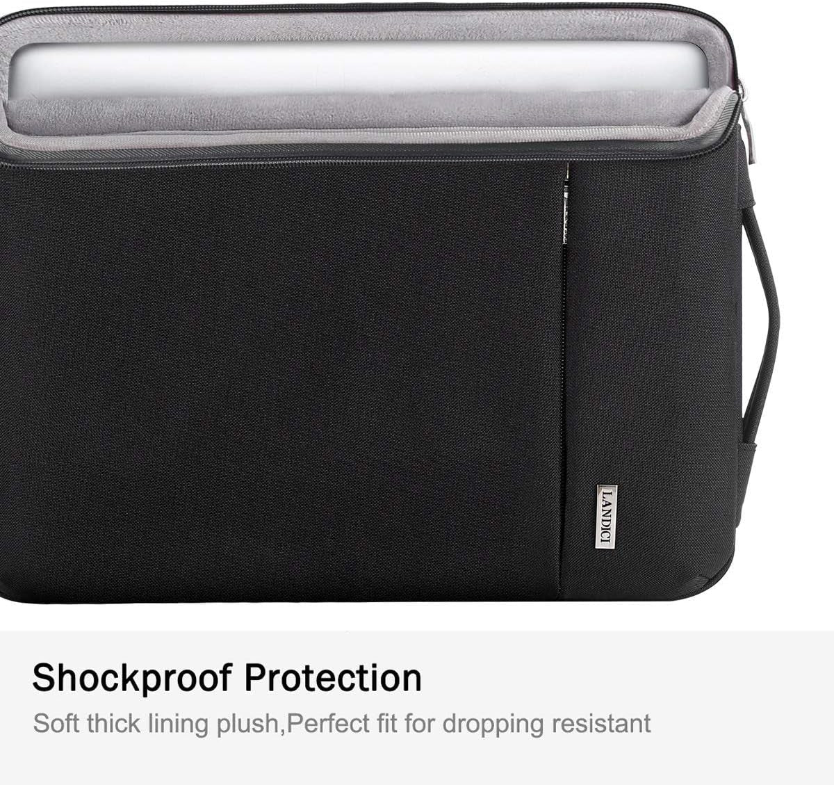 LANDICI 360° Protective Laptop Sleeve 11.6 Inch for Surface Pro 7 8 9/Laptop Go 2 3, Macbook Air 11, Small Computer Bag Carrying Case for 11-12 Inch Chromebook, Slim, Shockproof, Waterproof, Black