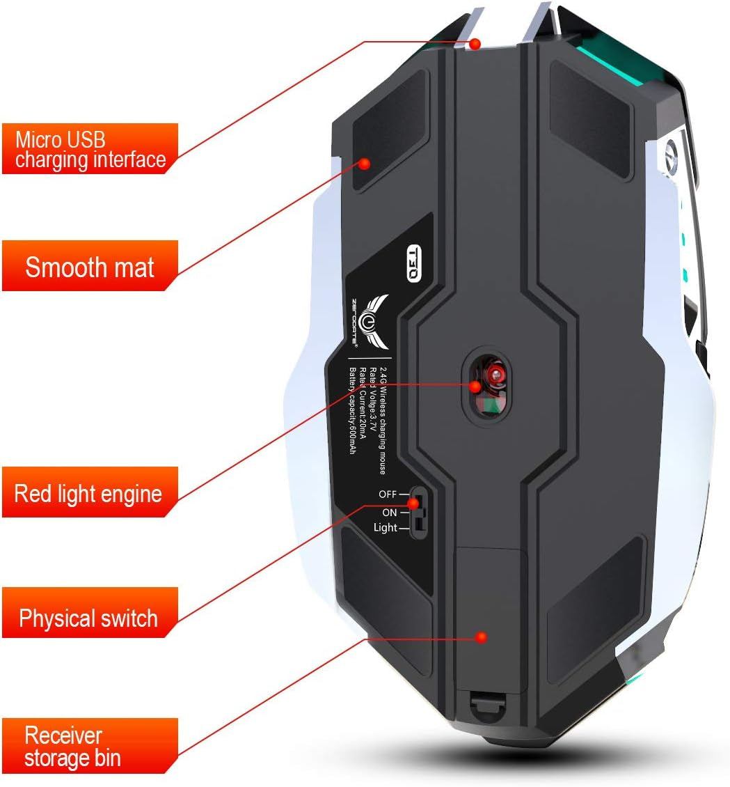 HXMJ- Rechargeable Wireless Gaming Mice with USB Receiver and Decompress Crystal Ball-Black