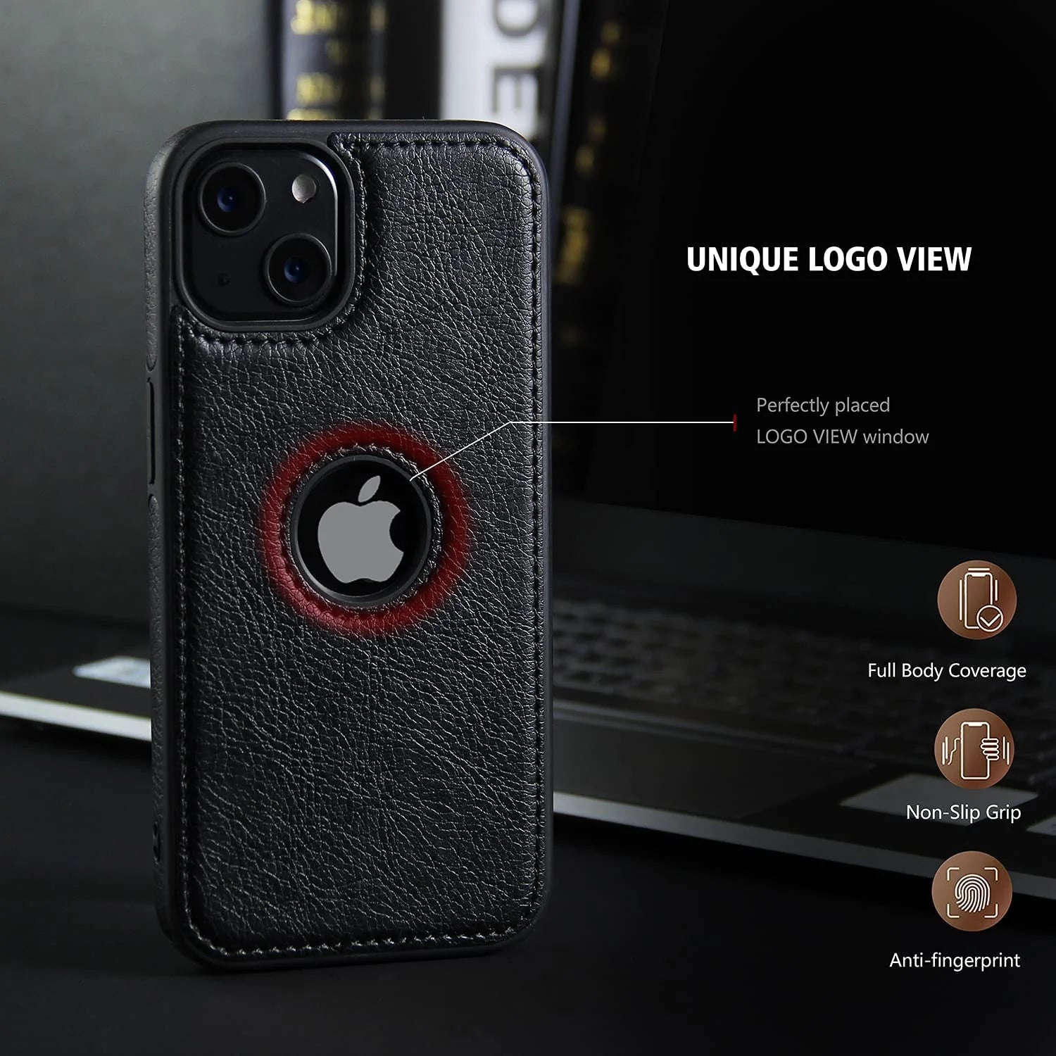 Compatible with Iphone 13 Case Premium Leather TPU Hybrid Case Cover,Black