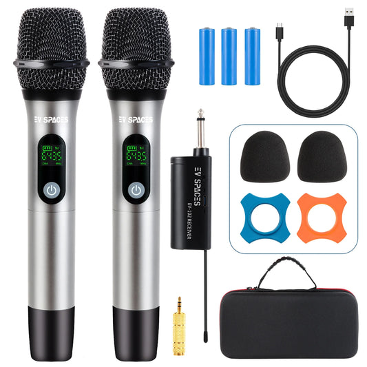 Wireless Microphone with Cordless Dynamic Mic Kit, Plug and Play