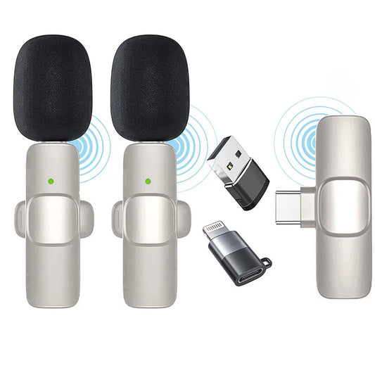 Wireless Lavalier Microphone for Iphone Ipad Android Type-C,Wireless Microphones Noise Reduction Auto-Sync Plug-Play Clip on Lapel Mic for Recording, Youtube, Tiktok, Facebook Live Stream(White)