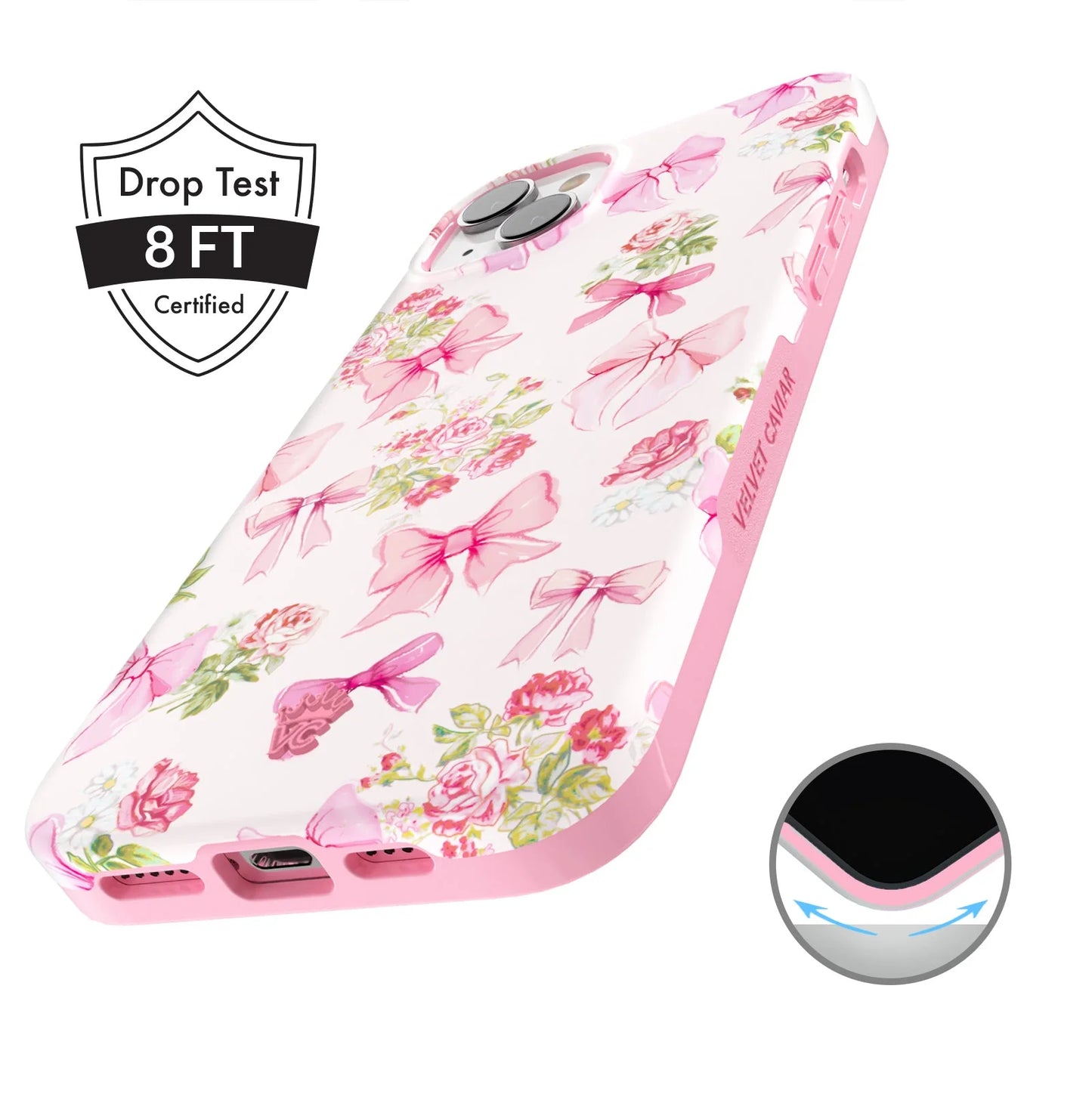 for Cute Iphone 15 Case Compatible with Magsafe - Protective Phone Cases for Women - Posie Pink Bow Floral