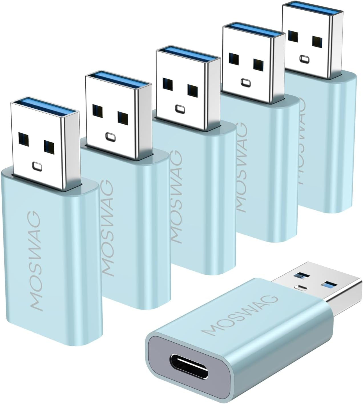 MOSWAG 3 Pack USB C to USB Adapter - Male to Female, Type-C to Type a Compatible with Apple Magsafe Charger, Mac, Laptops and Pcs