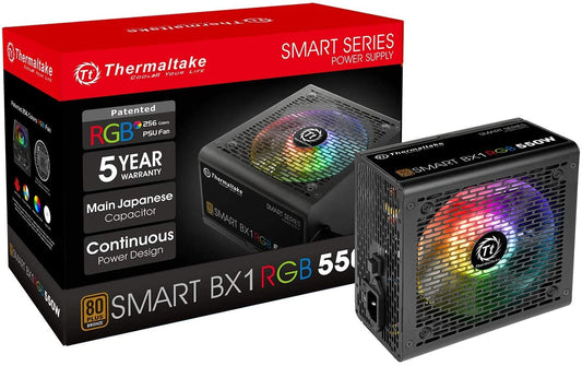 Thermaltake Smart BX1 RGB 80+ Bronze 550W Sli/Crossfire Haswell Ready Continuous Power ATX12V V2.31 / EPS 12V Non-Modular Power Supply 5 Year Warranty PS-SPR-0550NHFABU-1