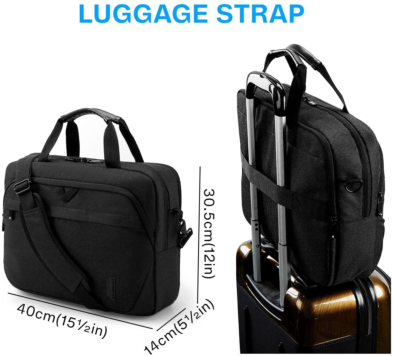 BAGSMART Laptop Bag, 15.6 Inch Briefcase Men, Lockable Computer Bag Work Bag, Water-Repellent Shoulder Messenger Bag Travel Office Business, Black