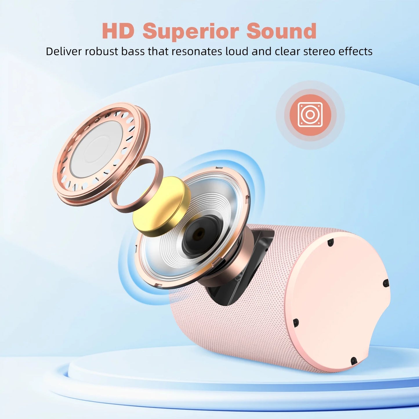 Bluetooth Portable Speaker, IPX7 Waterproof, Bluetooth 5.0, 12H Playtime