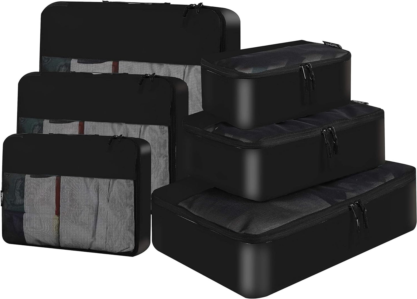 BAGAIL 6 Set / 8 Set Packing Cubes Luggage Packing Organizers for Travel Accessories (6 Set Black)