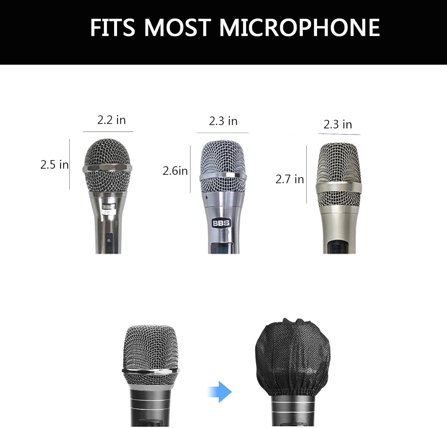 200 Pcs Disposable Microphone Cover Non-Woven Handheld Microphone Protective Cover Individually Wrapped Clean and No-Odor Windscreen Mic Covers for KTV & Karaoke (Black)