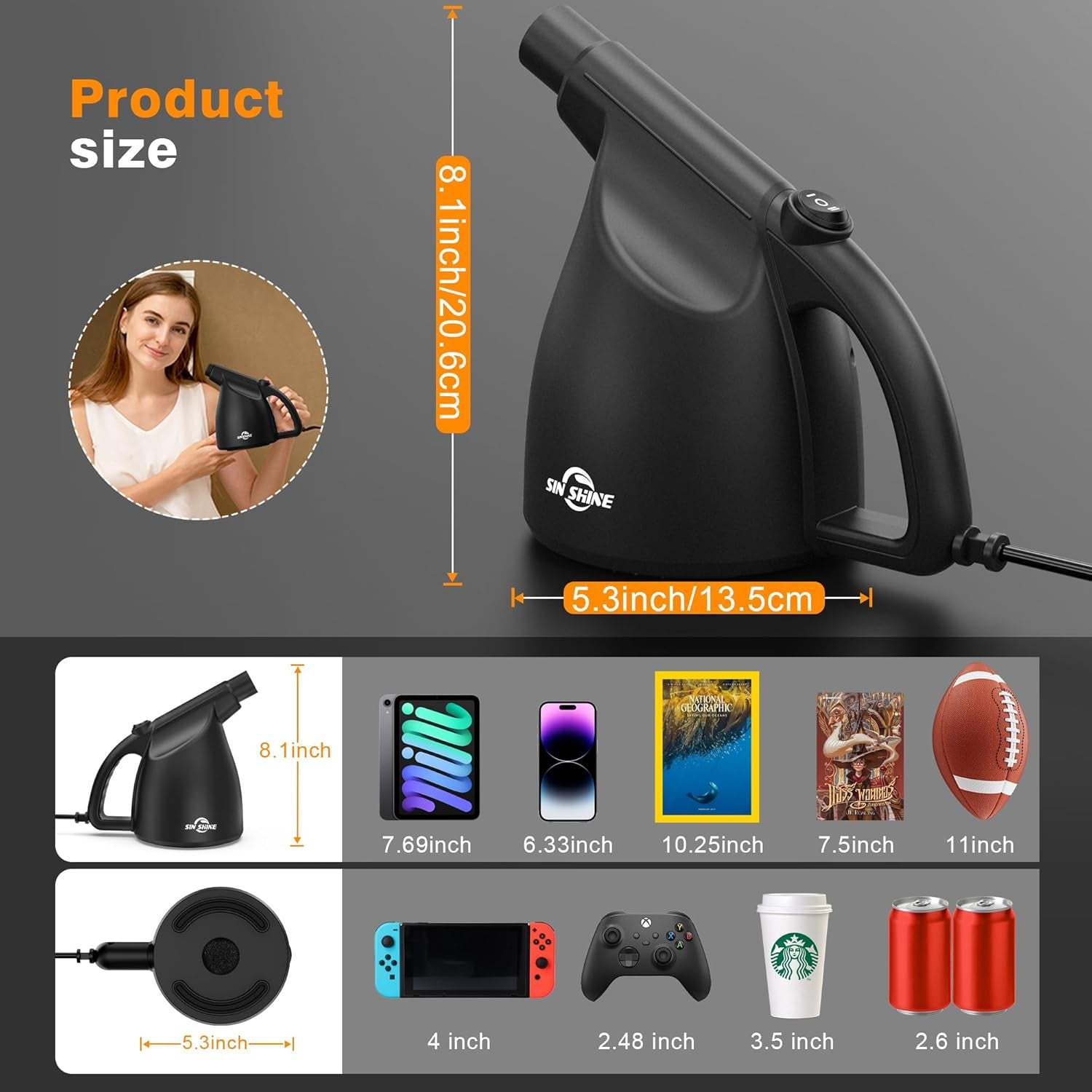 SIN SHINE - Compressed Air 3.0- Multi-Use Electric Air Duster for Cleaning Dust, Hairs, Crumbs, Scraps for Laptop, Computer, Replaces Compressed Air Cans (Ad01-Black)