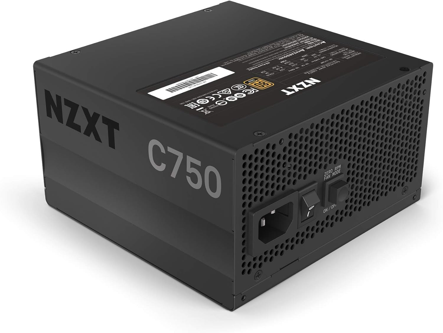 NZXT C750 - NP-C750M - 750 Watt PSU - 80+ Gold Certified - Hybrid Silent Fan Control - Fluid Dynamic Bearings - Modular Design - Sleeved Cables - ATX Gaming Power Supply - 2020