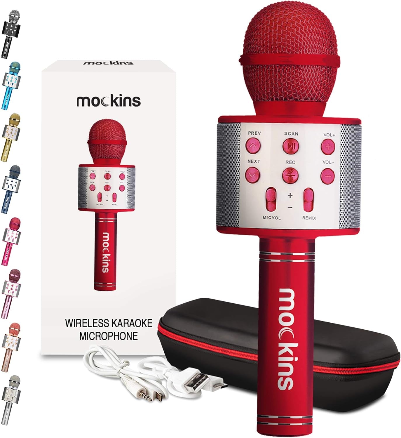 Mockins Silver Bluetooth Karaoke Microphone for Kids with Built in Bluetooth Microphone Wireless Speaker| Wireless Microphone Karaoke Compatible with Ios & Android | All-In-One Karaoke Mic