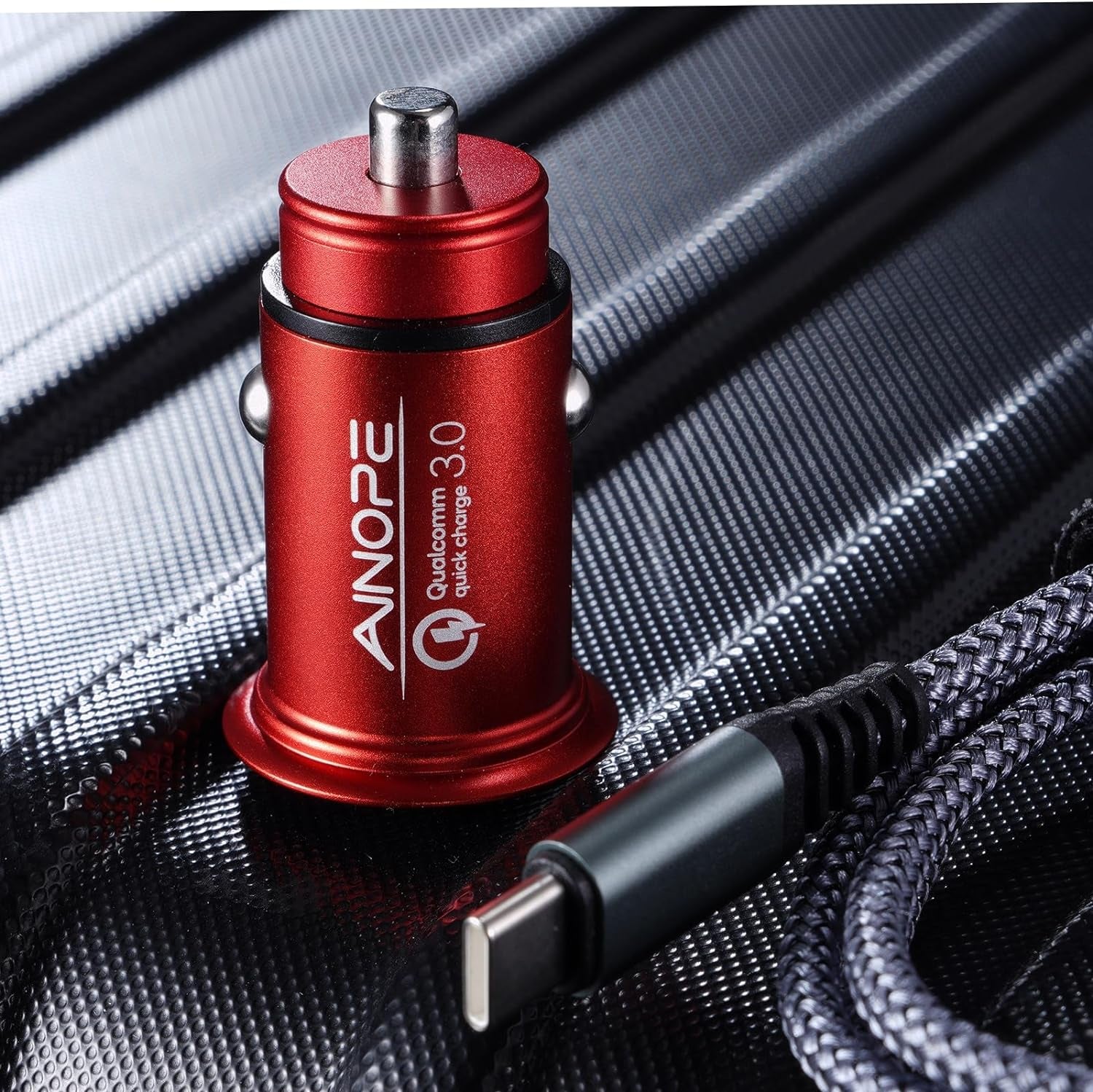 AINOPE USB C Car Charger Super Mini All Metal 54W Fast USB Car Charger PD&QC 3.0 Dual Port Car Adapter Compatible with Iphone 15 Pro Max 14 13 12 11 Pro Max XR XS Max 8 Galaxy S21/20-Red
