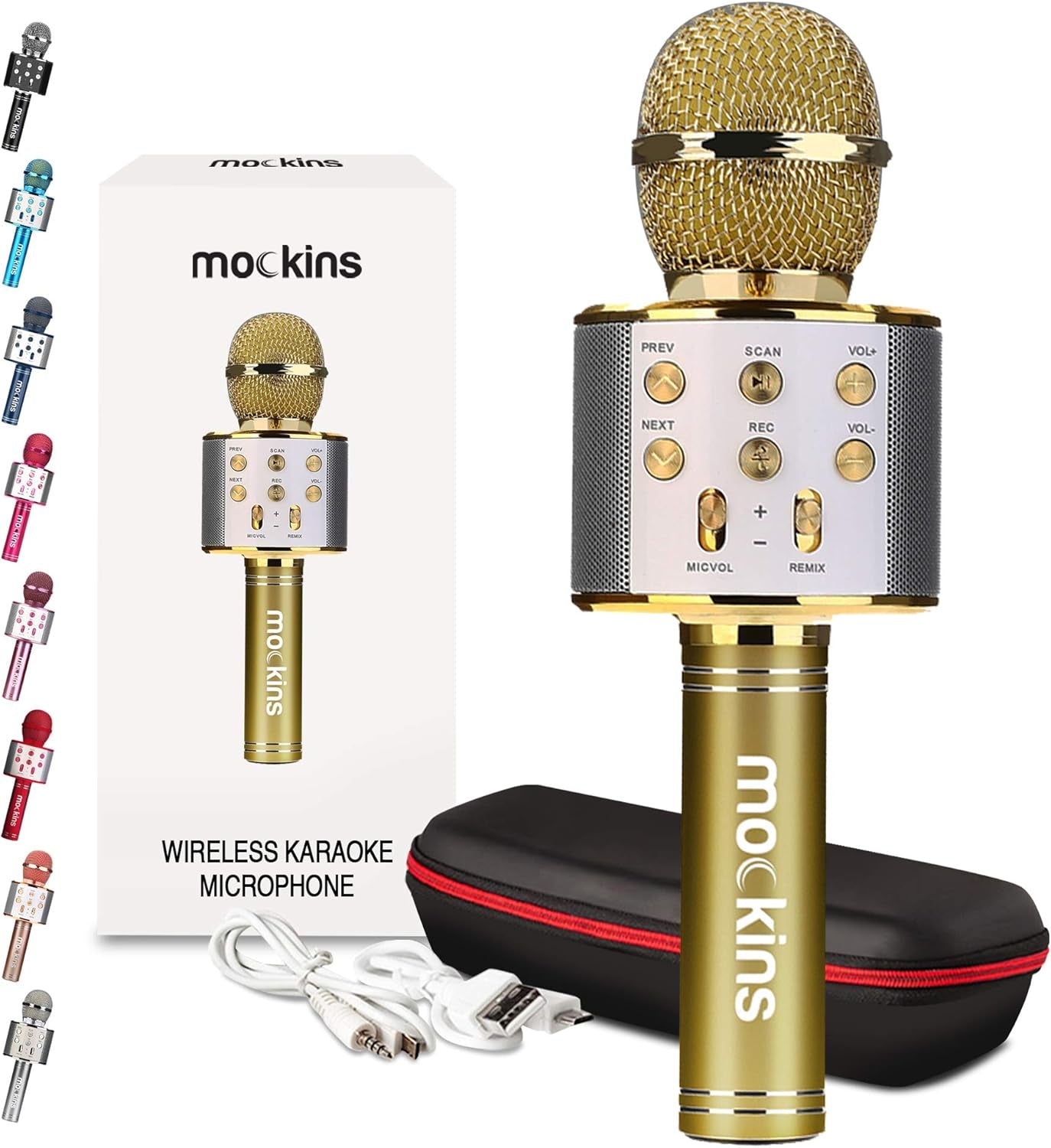 Mockins Silver Bluetooth Karaoke Microphone for Kids with Built in Bluetooth Microphone Wireless Speaker| Wireless Microphone Karaoke Compatible with Ios & Android | All-In-One Karaoke Mic