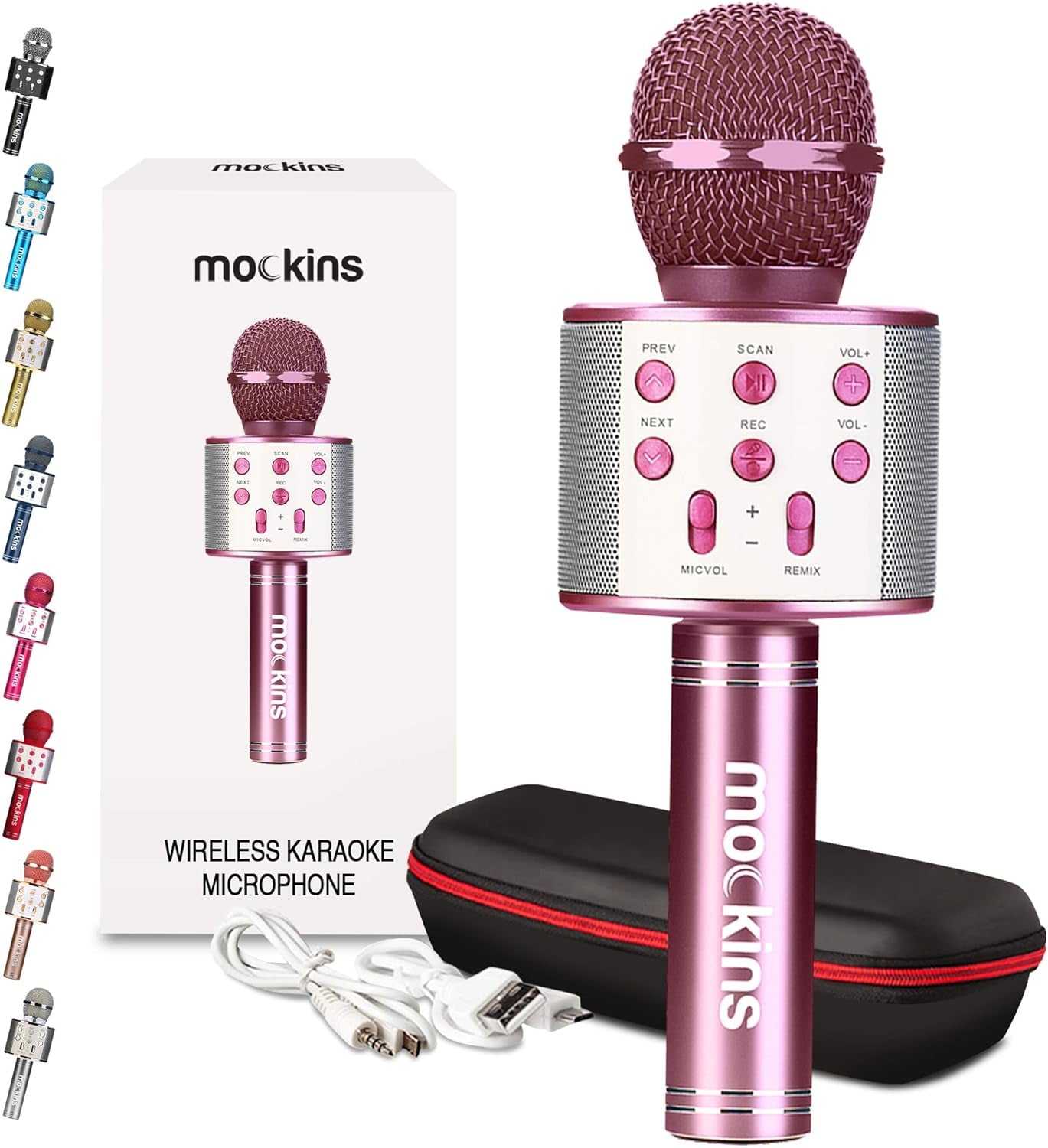 Mockins Silver Bluetooth Karaoke Microphone for Kids with Built in Bluetooth Microphone Wireless Speaker| Wireless Microphone Karaoke Compatible with Ios & Android | All-In-One Karaoke Mic