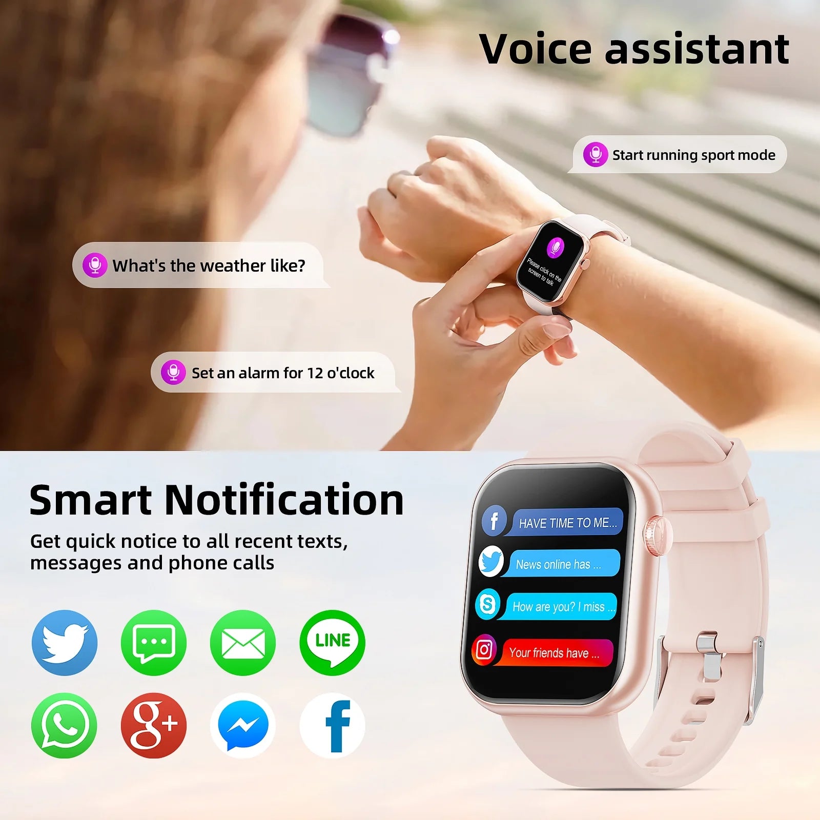 2025 New 1.85-Inch Men Women'S Smartwatch with Answer/Make Calls/100 Sports Modes/Message Reminder, IP67 Waterproof Fitness Tracker Fits for Android Iphone Devices(Pink)