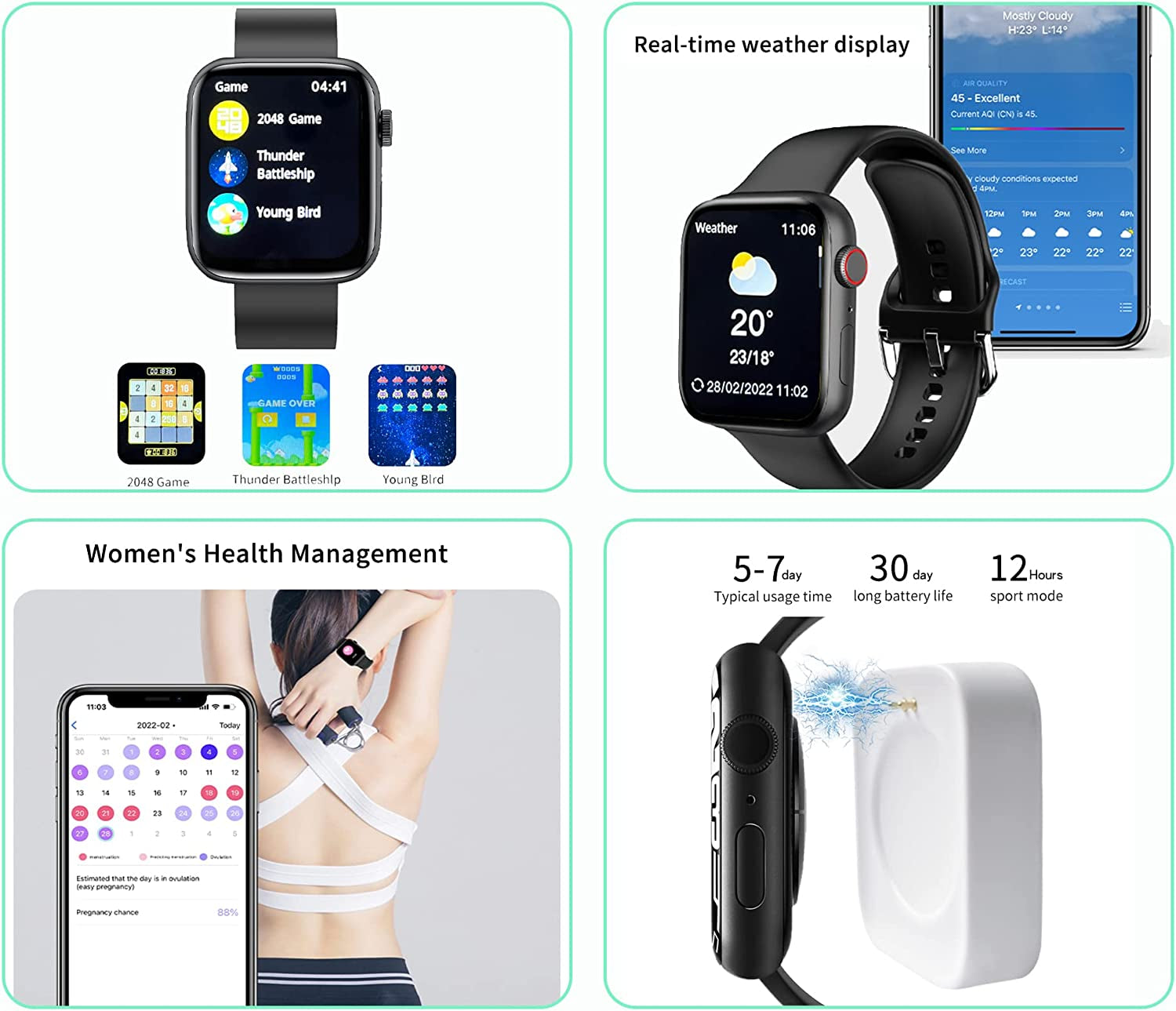 Feifuns Smart Watch Answer Make Call/Voice Control for Android Ios Phones, IP67 Waterproof Activity Tracker with Blood Pressure Heart Rate Spo2 Sleep, 28 Sports Watch for Unisex Adults White