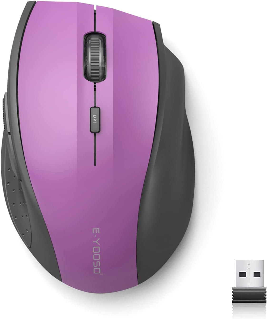E-YOOSO Wireless Mouse for Laptop, Portable Optical Computer Mouse, 6 Buttons, Cordless 2.4Ghz with USB Receiver, 5-Level 4800 DPI, 18 Months Battery Life, for PC, Chromebook, Windows, Mac