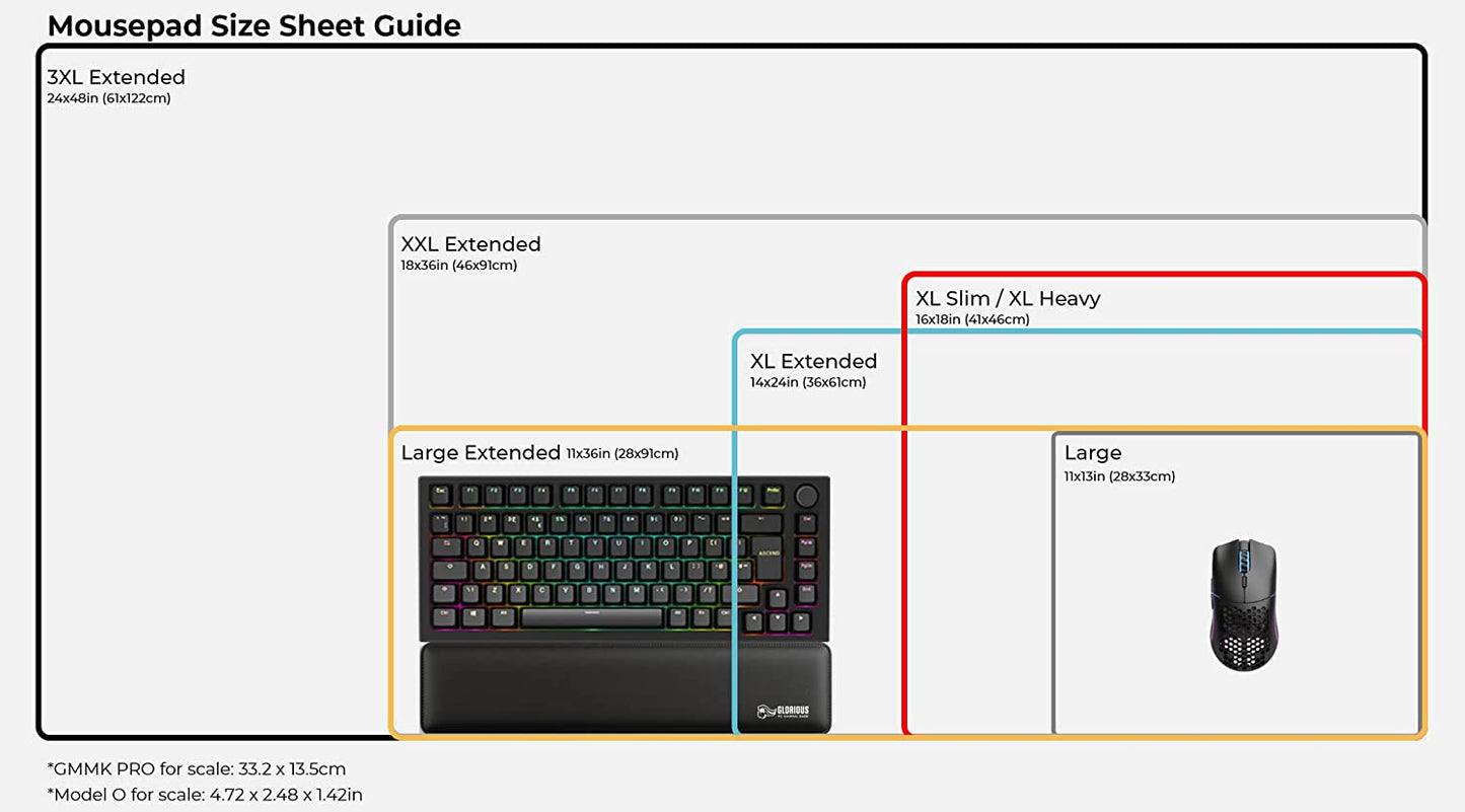 Glorious 3XL Extended Gaming Mouse Mat/Pad - Large, Wide (3XL Extended) Black Cloth Mousepad, Stitched Edges | 24"X48" (G-3XL)