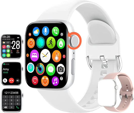Feifuns Smart Watch Answer Make Call/Voice Control for Android Ios Phones, IP67 Waterproof Activity Tracker with Blood Pressure Heart Rate Spo2 Sleep, 28 Sports Watch for Unisex Adults White