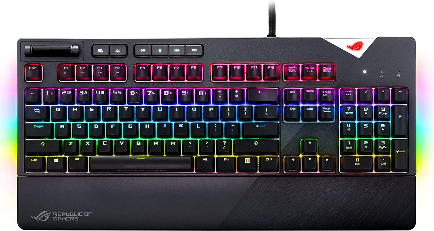 ASUS ROG Strix Flare Pnk (Cherry MX Red) Limited Edition Mechanical Gaming Keyboard with Switches, Aura Sync RGB Lighting, Customizable Badge, USB Pass through and Media CONTROLS