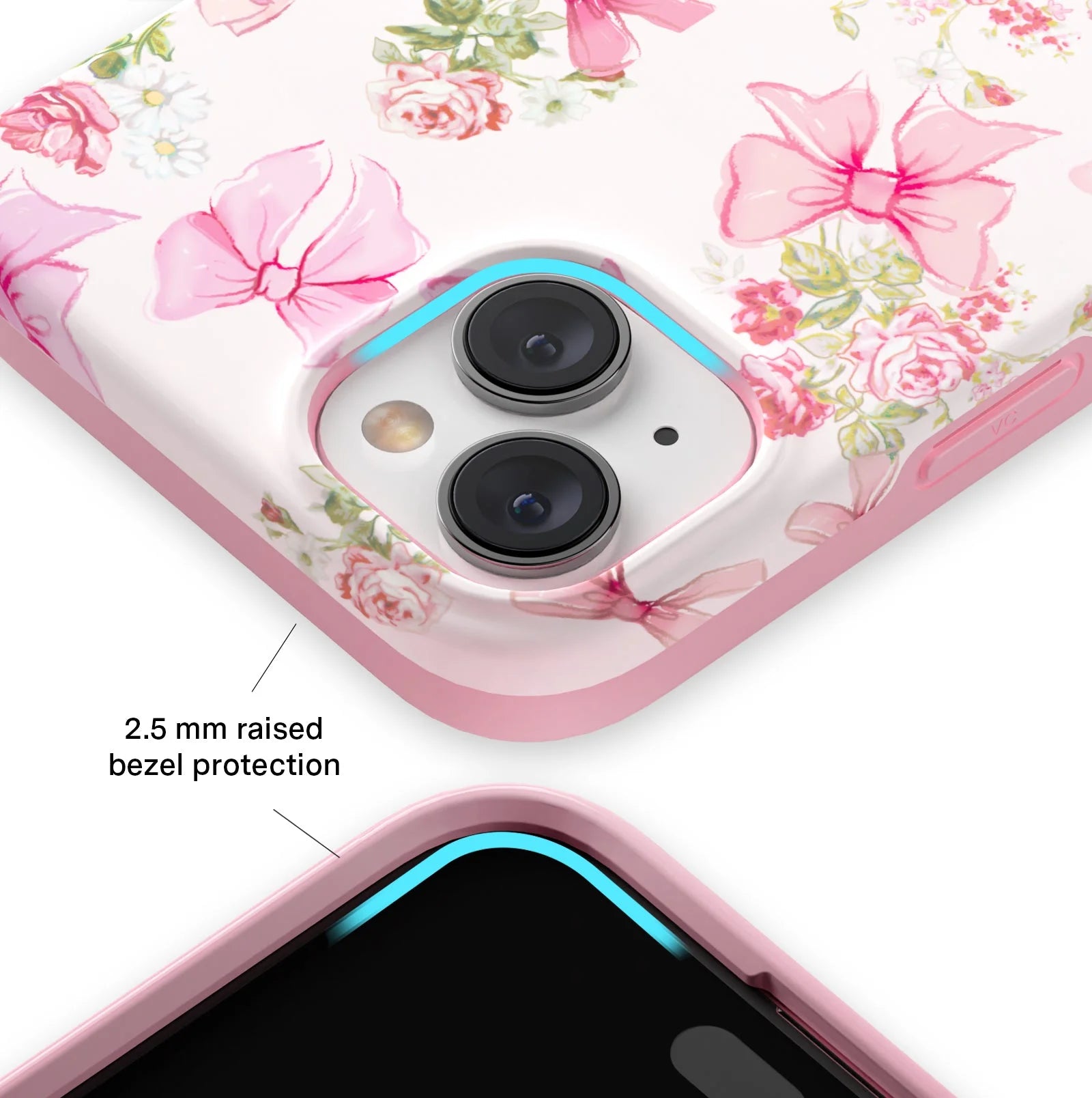 for Cute Iphone 15 Case Compatible with Magsafe - Protective Phone Cases for Women - Posie Pink Bow Floral