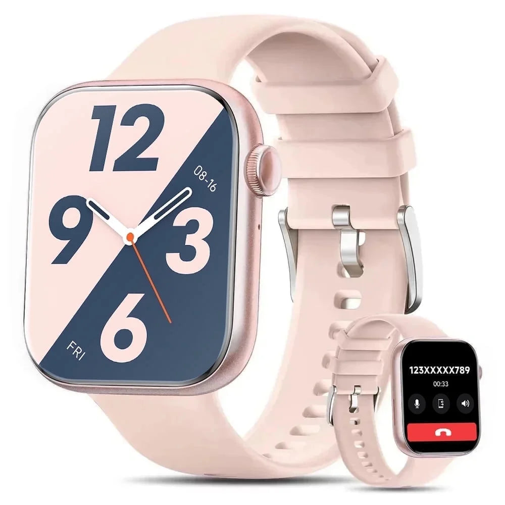 2025 New 1.85-Inch Men Women'S Smartwatch with Answer/Make Calls/100 Sports Modes/Message Reminder, IP67 Waterproof Fitness Tracker Fits for Android Iphone Devices(Pink)