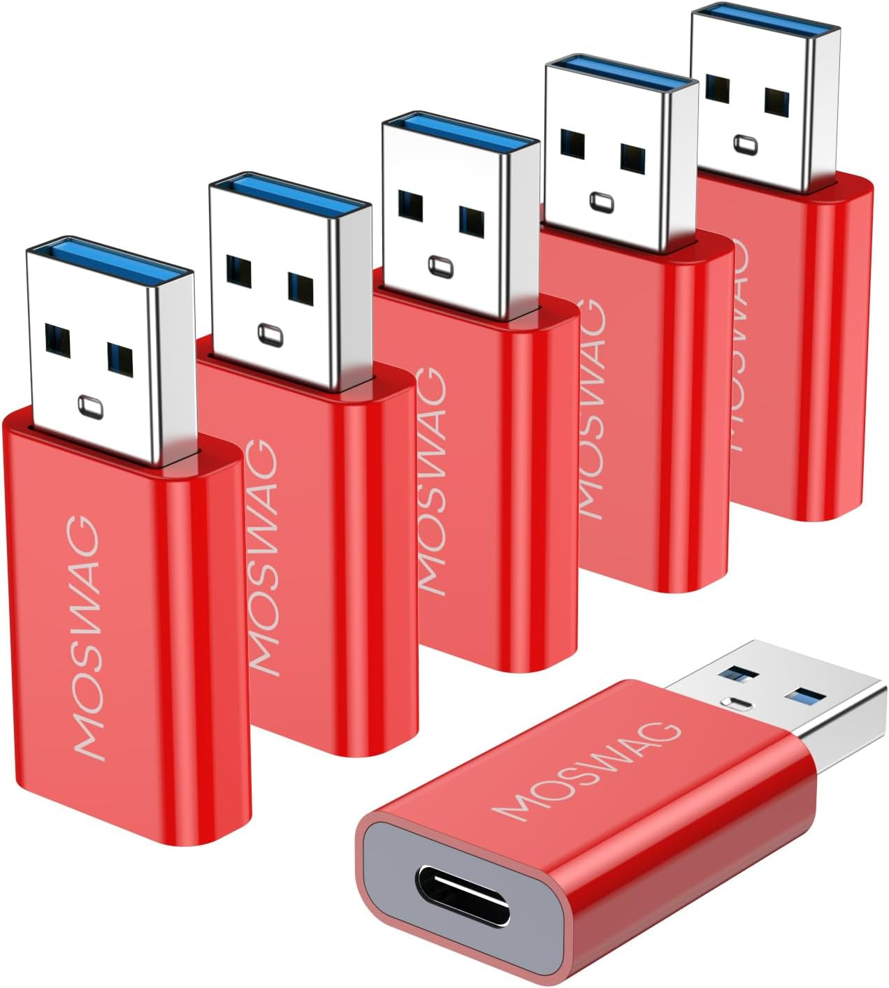 MOSWAG 3 Pack USB C to USB Adapter - Male to Female, Type-C to Type a Compatible with Apple Magsafe Charger, Mac, Laptops and Pcs