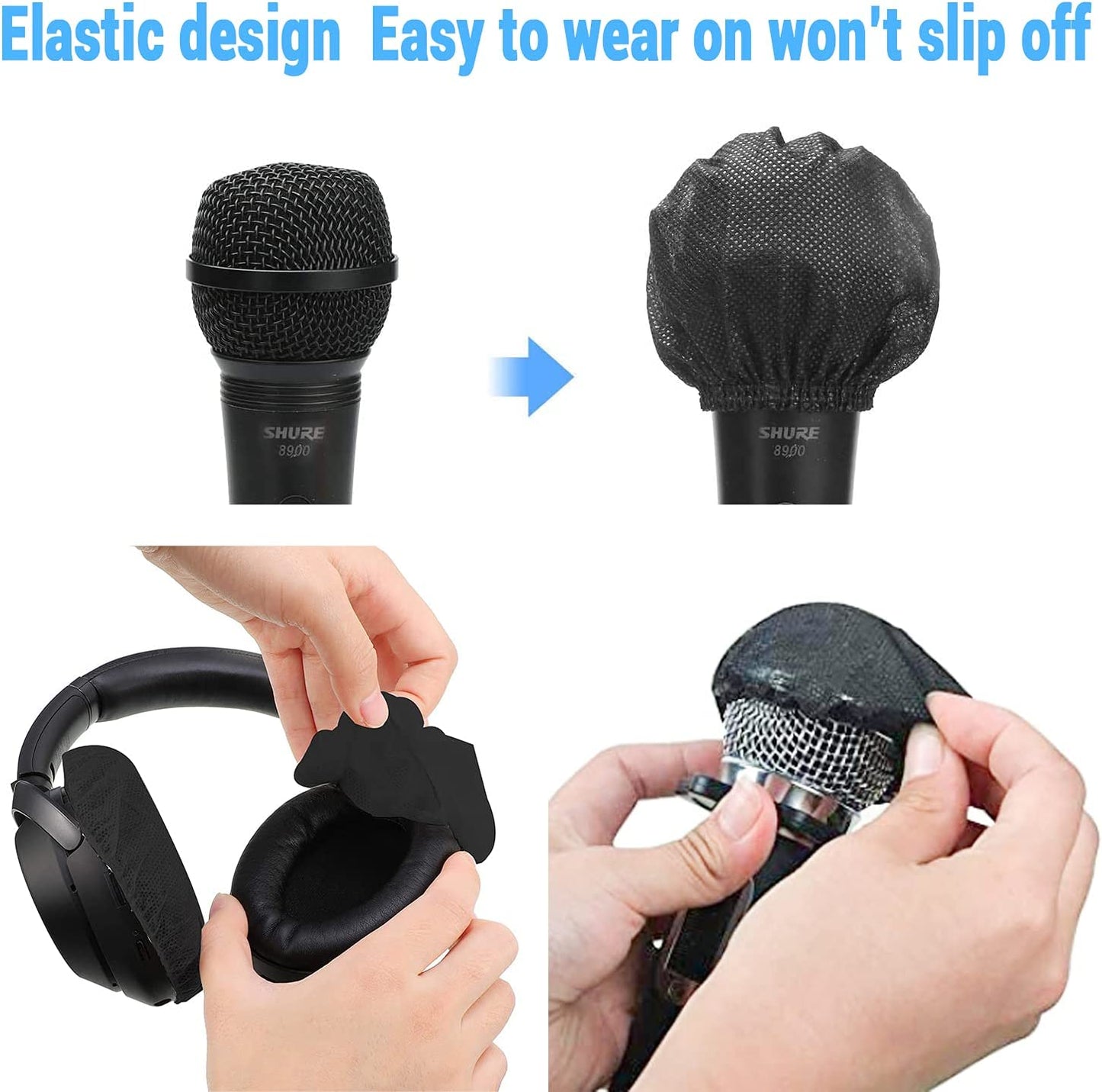 Microphone Covers Disposable 100Pcs, Non-Woven,Clea