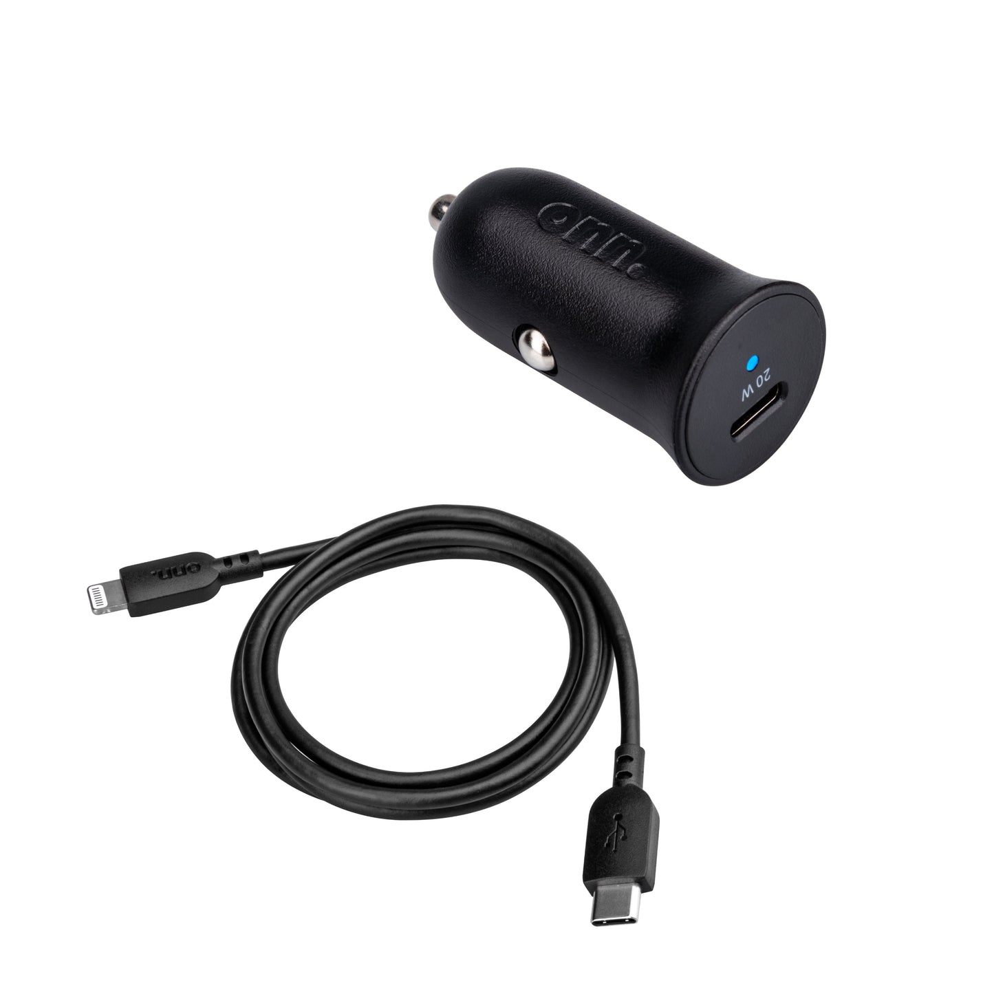 . 20W Power Delivery Car Charging Kit with Lightning to USB-C Cable, Black