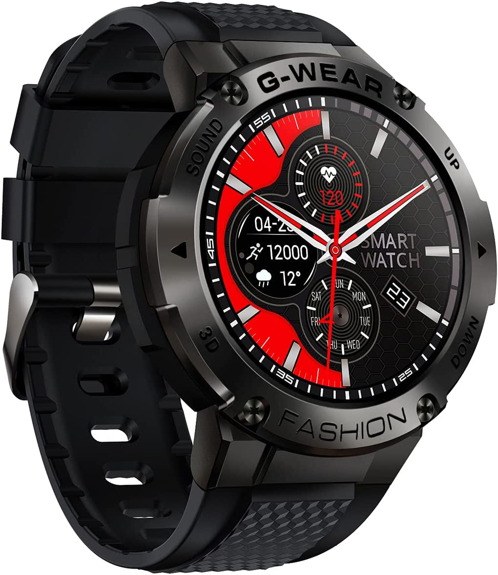 Smart Watches for Men, Sport Fitness Watch with IPS Screen/Bluetooth Calling/Auto Heart Rate Monitor/Blood Pressure/Spo2/Sleep Monitor/Waterproof, Fashion Smartwatch（Black）