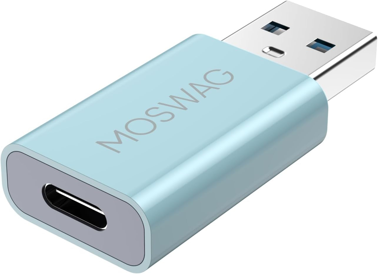 MOSWAG 3 Pack USB C to USB Adapter - Male to Female, Type-C to Type a Compatible with Apple Magsafe Charger, Mac, Laptops and Pcs