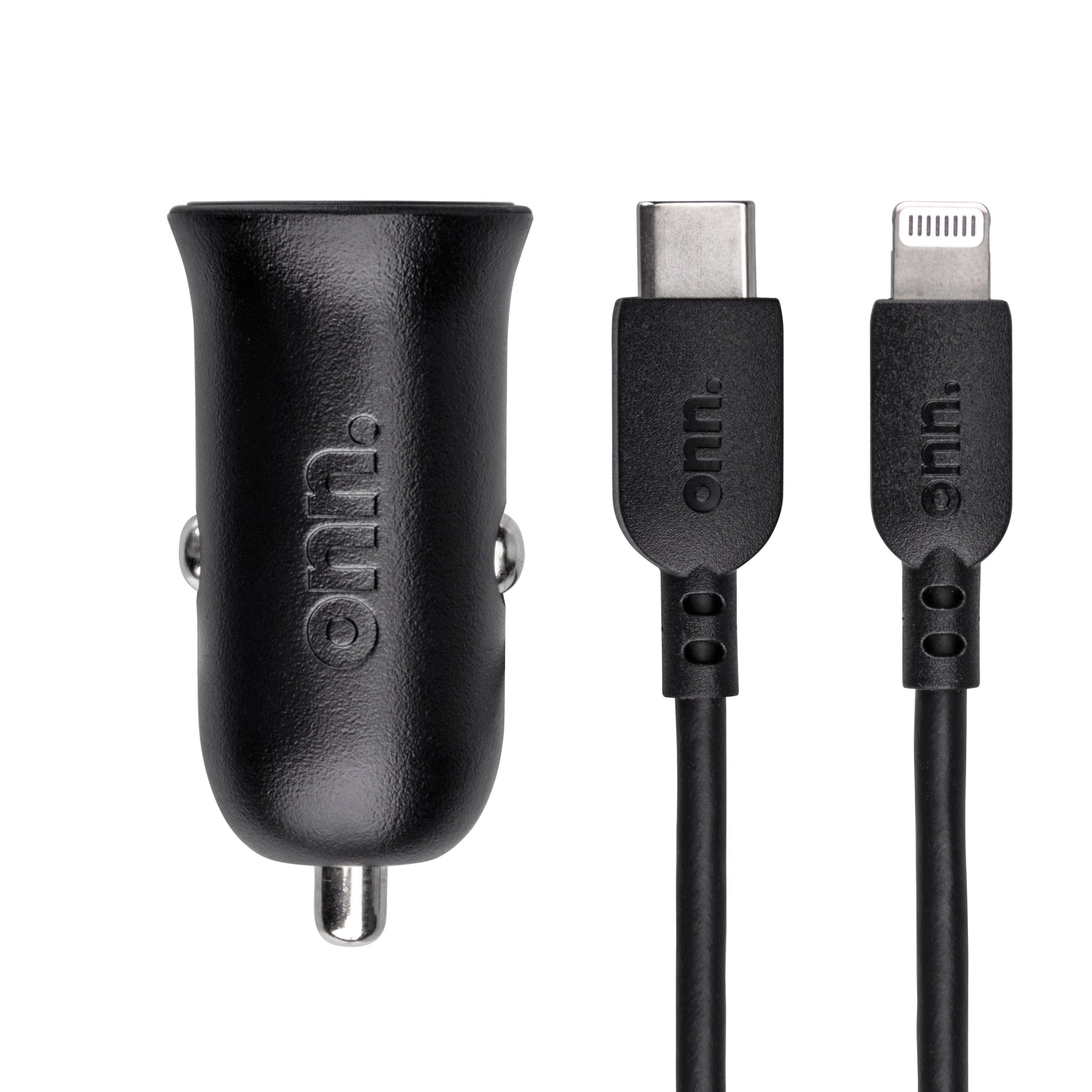 . 20W Power Delivery Car Charging Kit with Lightning to USB-C Cable, Black