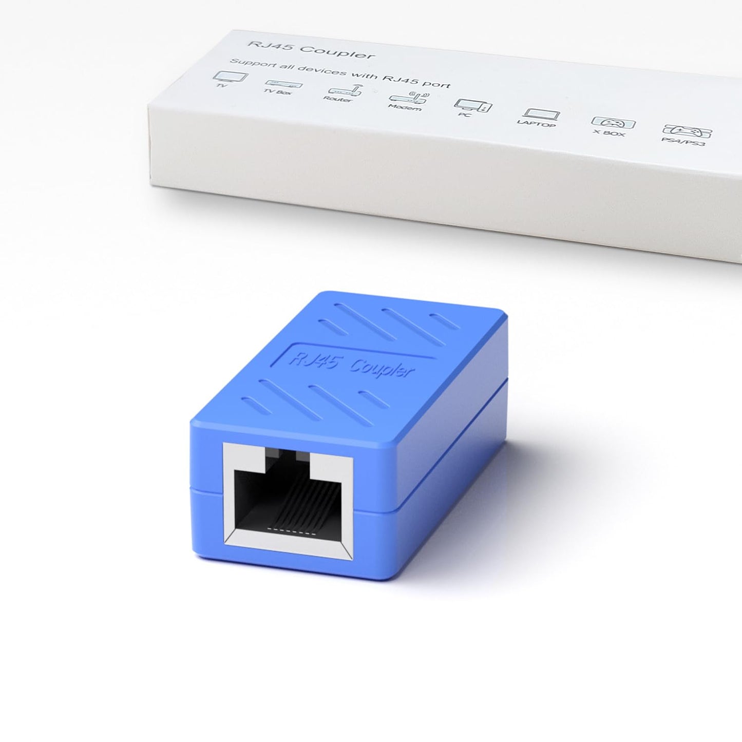 Dingsun RJ45 Coupler, Ethernet Extender for Cat7/Cat6/Cat5E/Cat5 Female to Female Ethernet Coupler Connector (5, Blue)