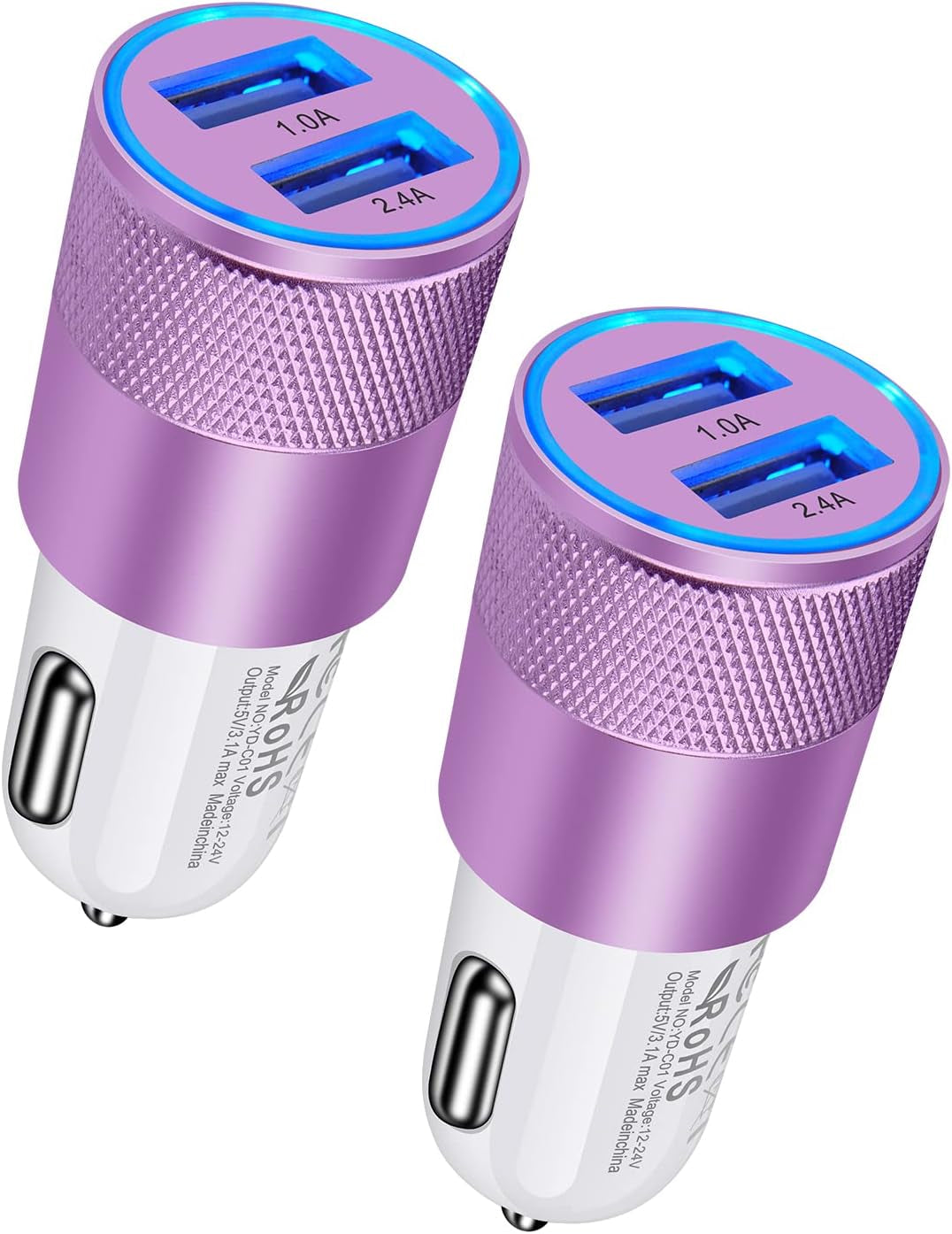 Car Charger, [2Pack/3.4A] Fast Charge Dual Port USB Cargador Carro Lighter Adapter for Iphone 15 14 13 12 11 Pro Max X XR XS 8 plus 6S, Ipad, Samsung Galaxy S23 S22 S21 S10 plus S7 J7 S10E S9 Note 8