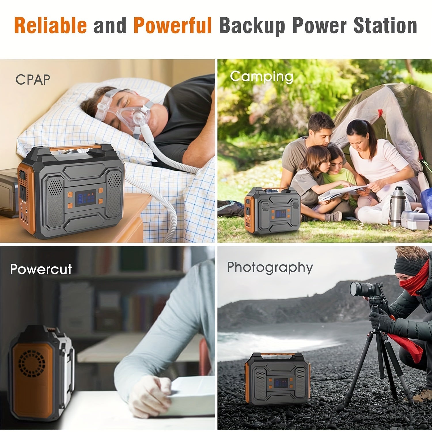 [280Wh Portable Power Station] 300W Portable Power Station - 280Wh Compact Lithium-Ion Battery Charger with Dual 110V AC Outlets, DC & USB QC3.0 Outputs, LED Flashlight, Built-in Cooling Vents for Camping, RV, Emergency Home