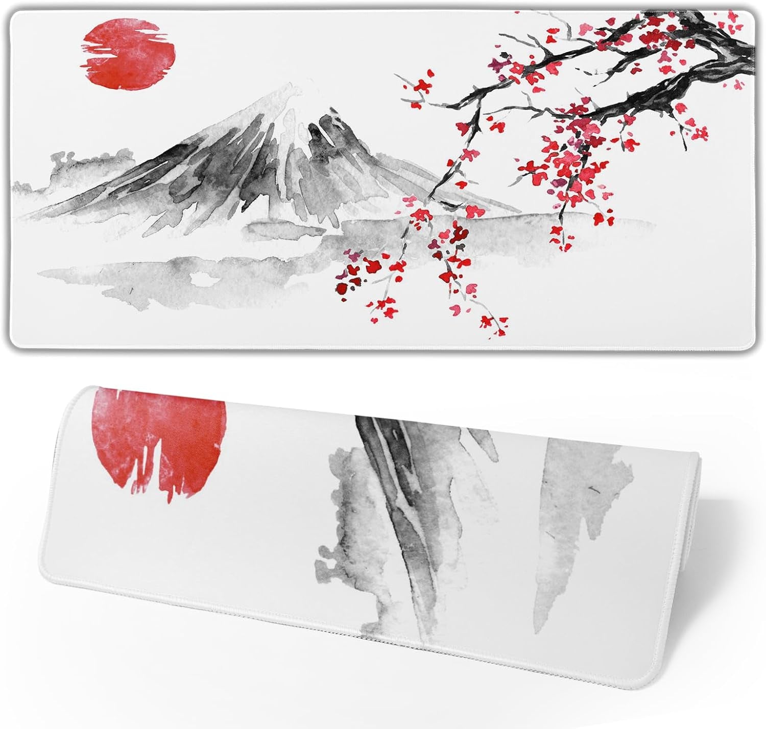 Japanese Cherry Blossom Sakura Large Gaming Mouse Pad 31.5×11.8 Inch XL Extended Waterproof Moudepads Non-Slip Rubber Base Keyboard Mat for Work/Office/Home