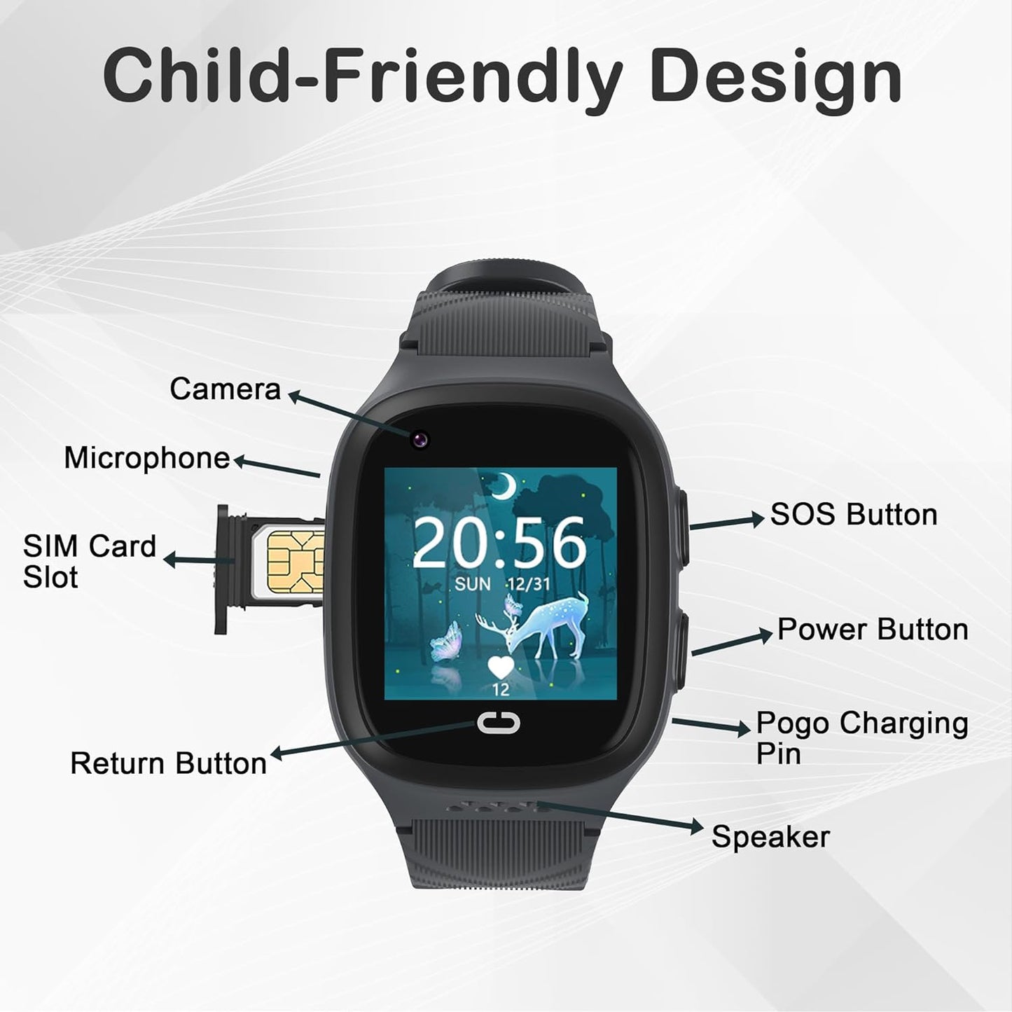 Smart Watch for Kids GPS Tracker Watch Kids Smart Watch Boys with Calling,Sos,Gps Tracker,Voice Chat,Camera,4G Kids Cell Phone Watch Toys for Ages 5-7 Boys Kids Watch Boys Age 3-12